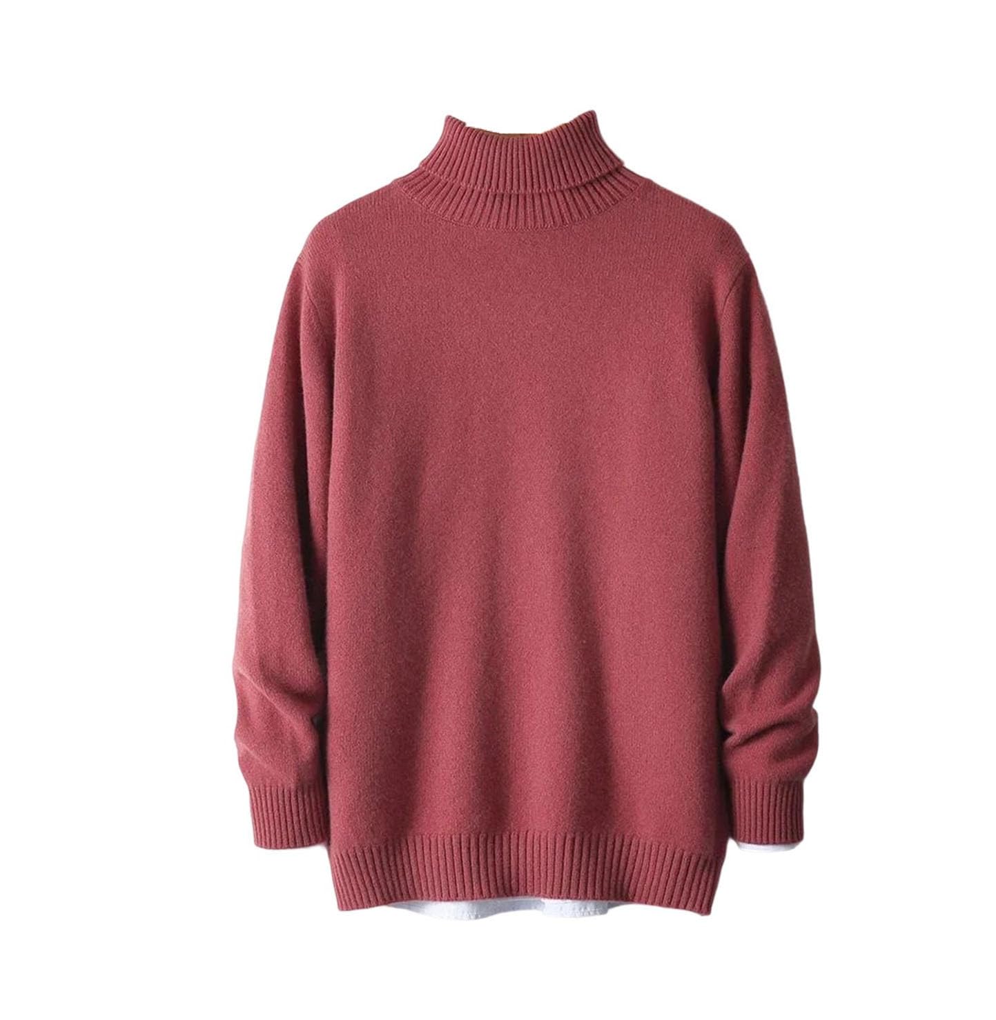 Maglione lavorato a maglia da uomo con colletto alto in tinta unita