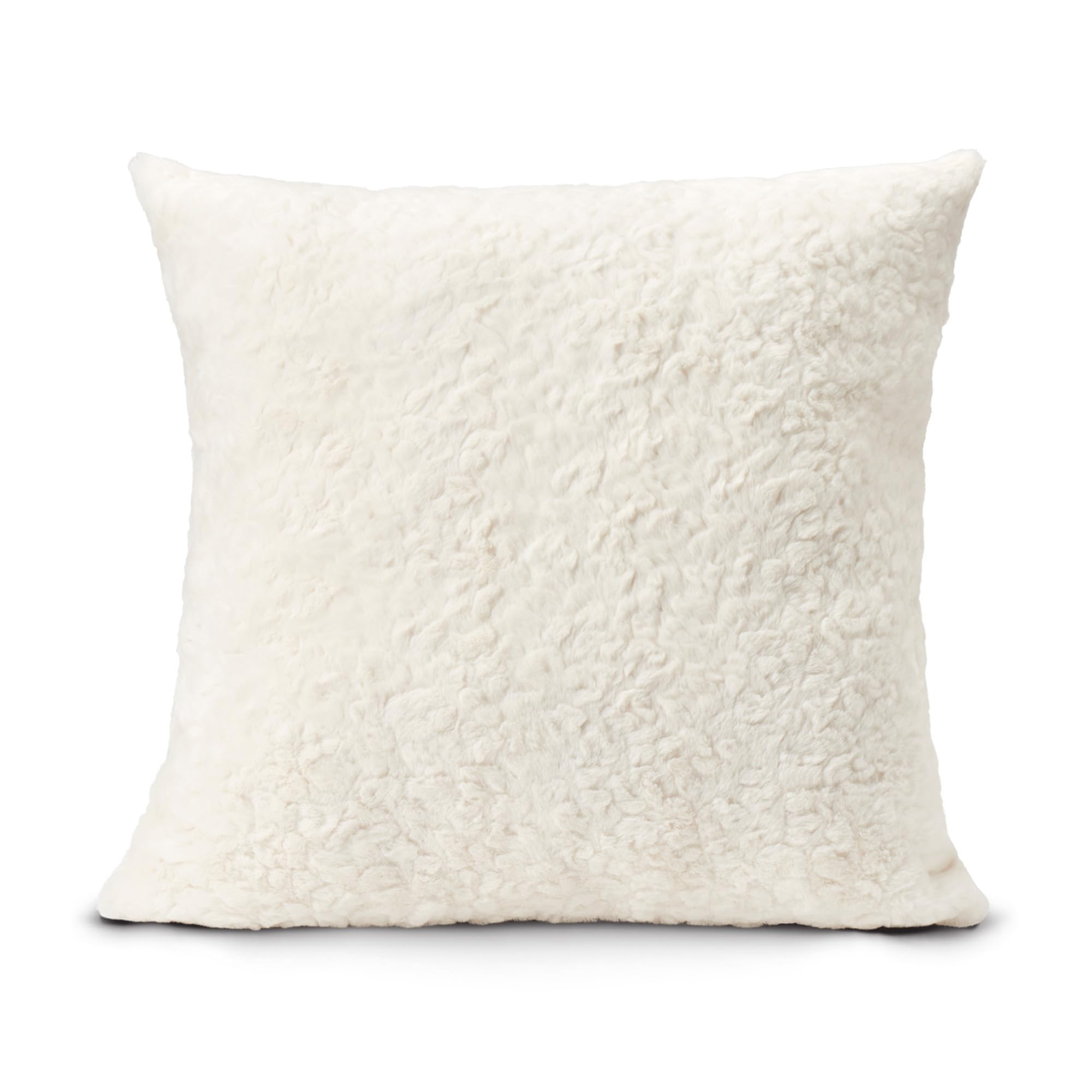 NORTHWEST HGTV Curlicue Faux Fur Throw Pillow Ultra-Soft Wool-Like Texture Cozy Decorative Accent for Bed Couch or Chair