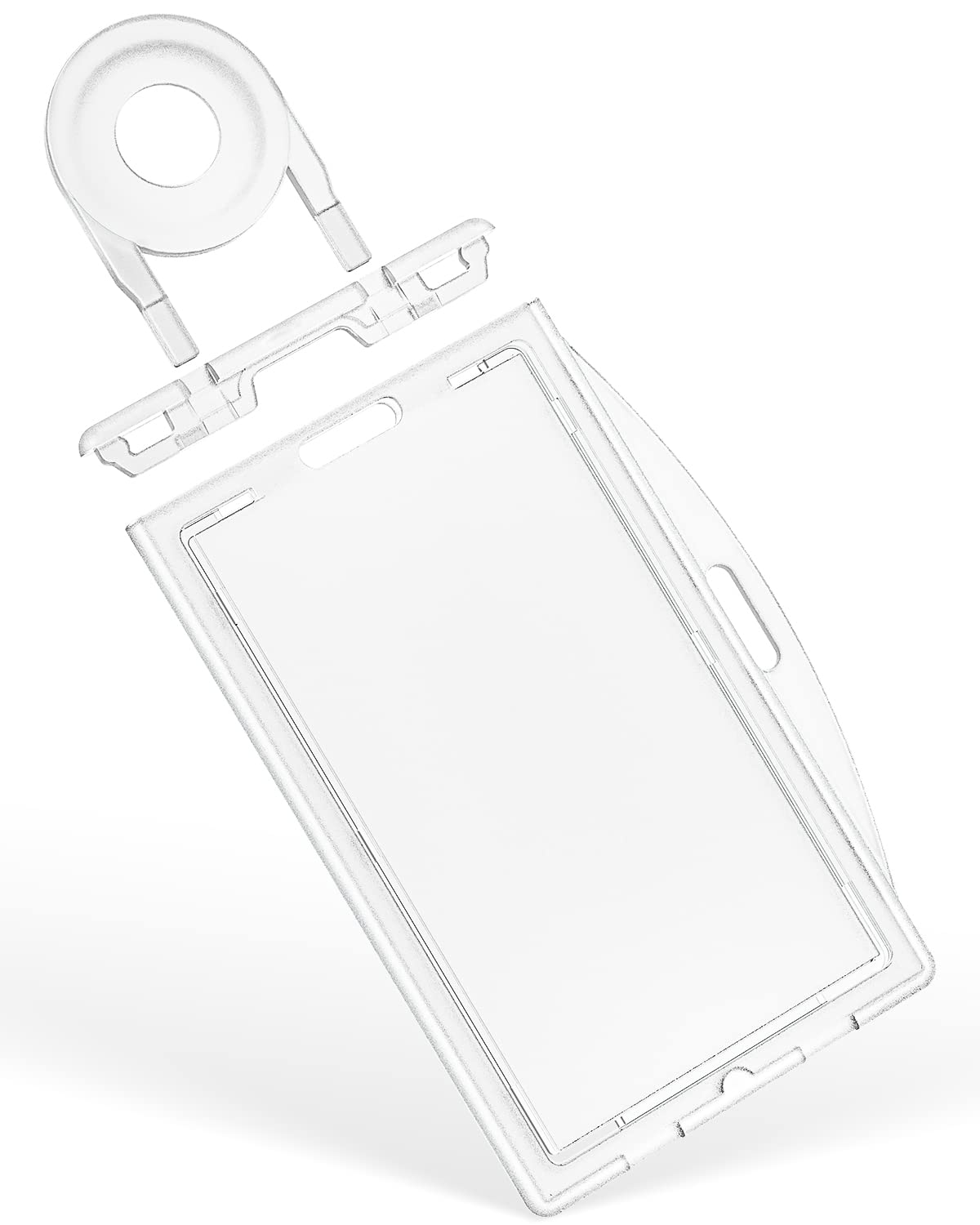 Photo 1 of Pawfly 2 Pack Locking ID Badge Holder Vertical & Horizontal Hard Plastic Case with Key Pin Card Protector Pouch for Office School Credit Cards Proximity Key Cards Driver’s License and Passes