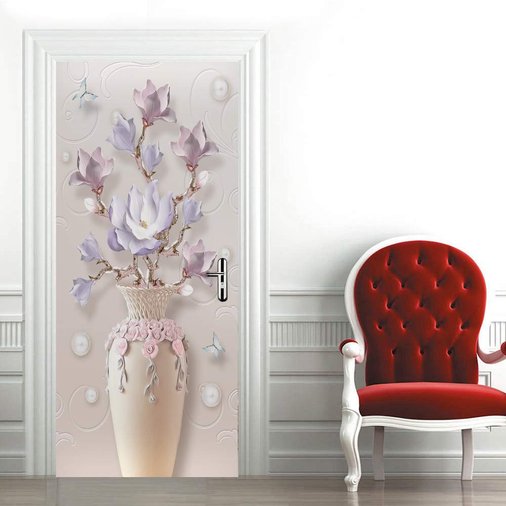 Papier peint porte effet 3D vase pour sublimer l'ambiance de votre chambre