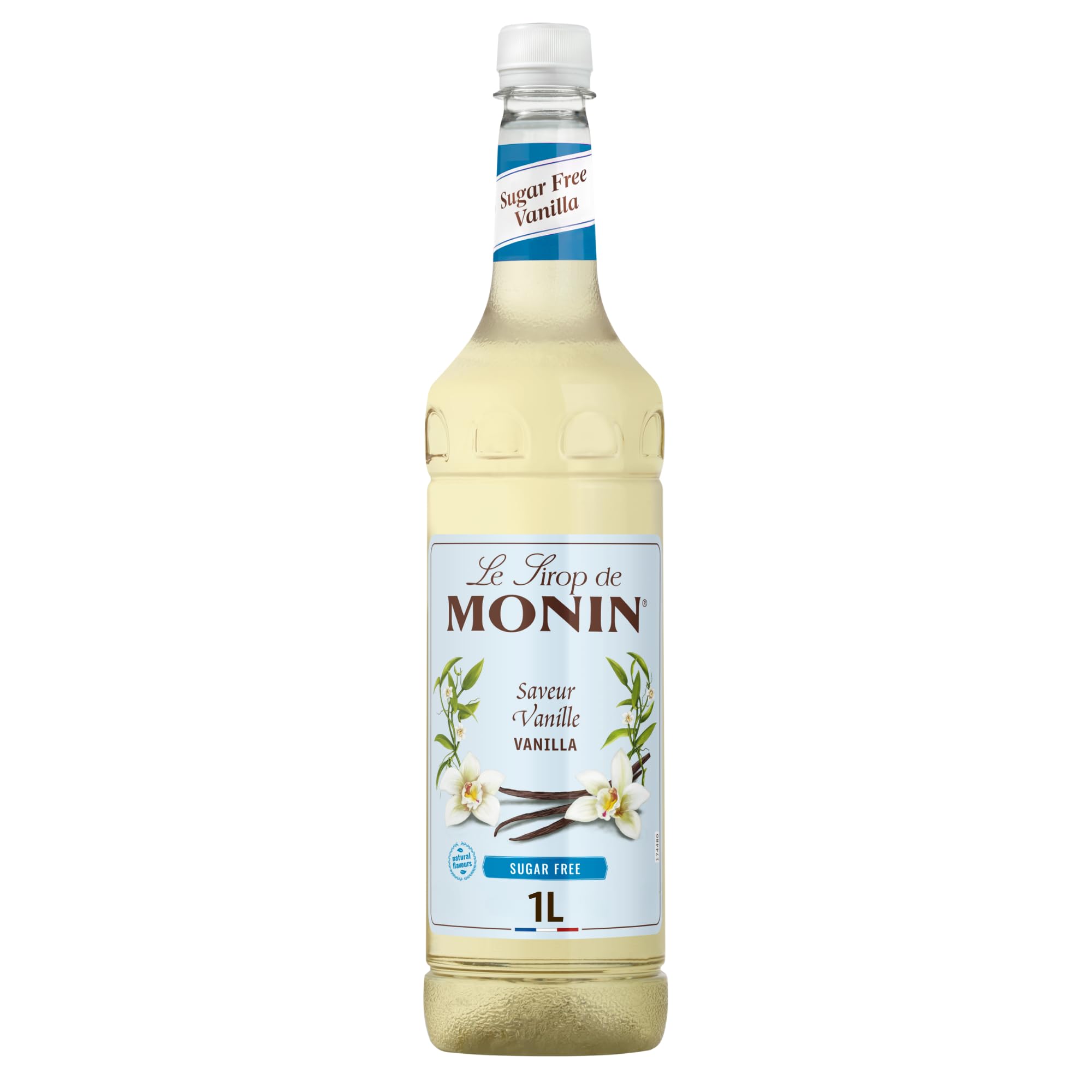 Monin Premium Vanilla Sugar Free Syrup 1L For Coffee And Cocktails. Vegan-Friendly, Allergen-Free, 100 Percent Natural Flavours And Colourings. Sugar-Free Vanilla Coffee Syrup