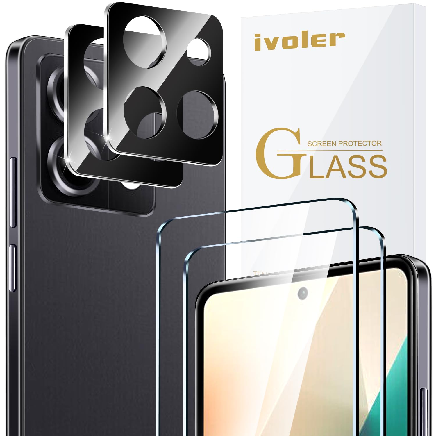 IVoler Panzerglas Für Xiaomi Redmi Note 14 5G – 2x Display + 2x Kameraschutz, 9H Härte, Blasenfrei, Hüllenkompatibel