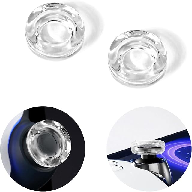 DLseego Thumb Grips Caps for PlayStation Portal Remote Player, Full Protection Anti-Slip & Anti-Scratch Anti-Fingerprint Protective Cartoon Button Cap Cover 2 Thumb Stick Caps - White