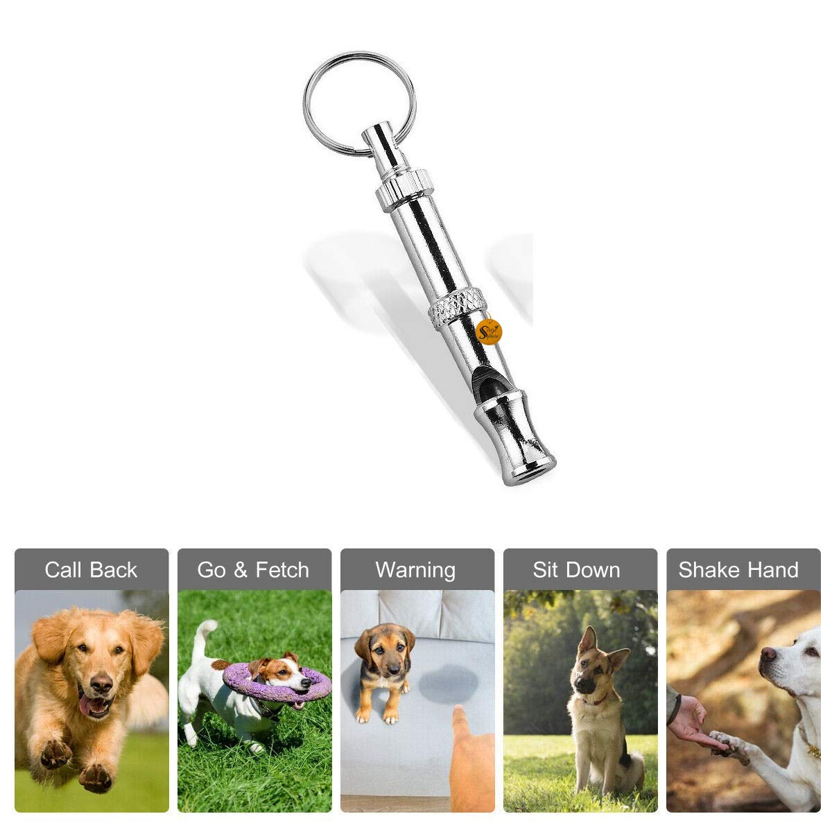 Sage Square Training Combo of Adjustable Pet Dog and Puppy Coach Canine Commands Quiet Control Training Whistle & Clicker with Wrist Strap (Pack of 2)