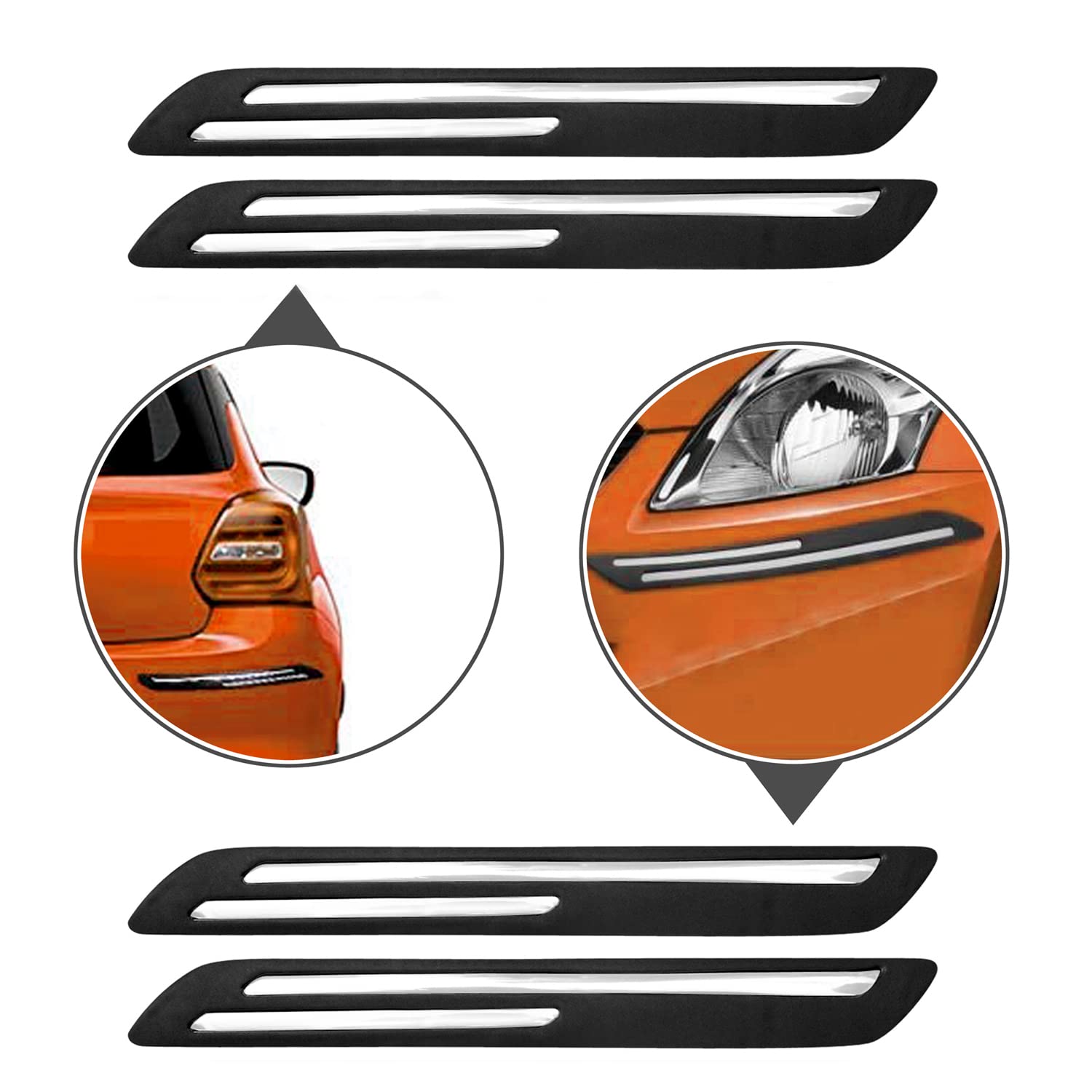AOSIS-Car Bumper Protector/Bumper Guard for Nissan Terrano with Double Chrome Stripe (4-Pcs) - Image 4 thumbnail