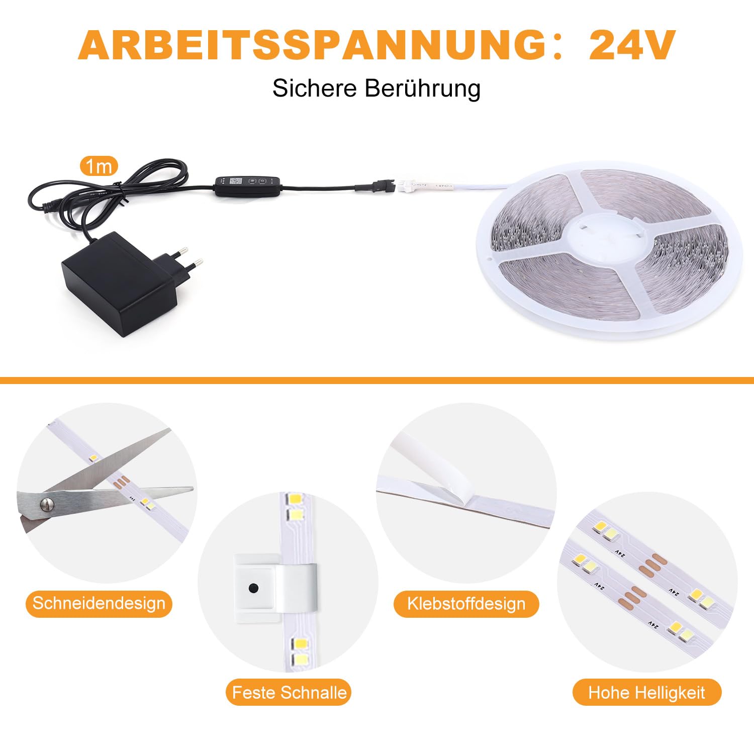 Led Strip 20M Weiß Dimmbar, 3000K-6500K Warmweiß bis Kaltweiß | 24V Led Streifen Selbstklebend mit Fernbedienung, Smart App and Controller Function (‎Warmweiß 3000k Kaltweiß 6500k, 20M)