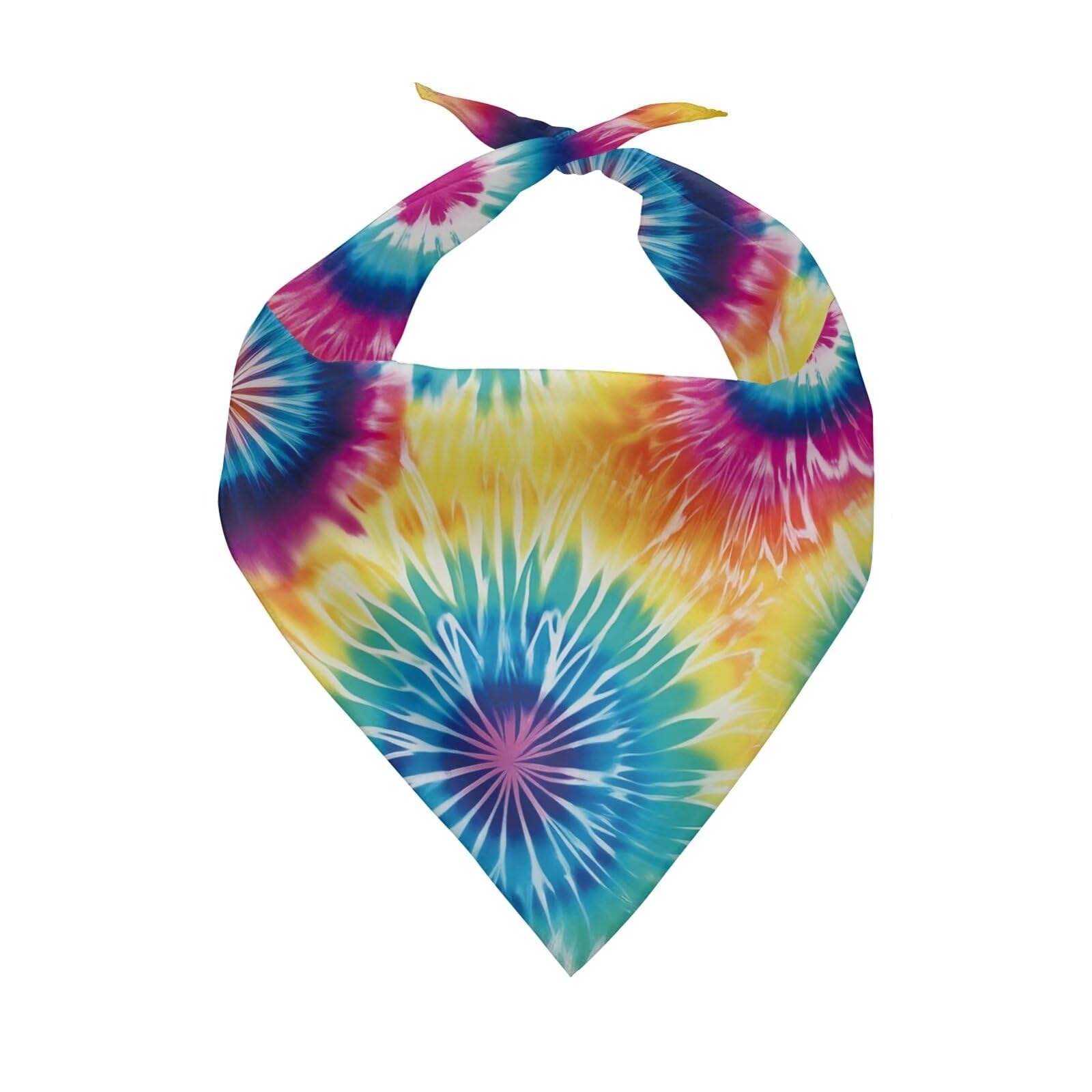 KEIAHUAN Tie Dye Bandana for Dogs Spring Summer Triangle Washable Dog Bib Kerchief Adjustable Pet Costume Accessories 1 Pack