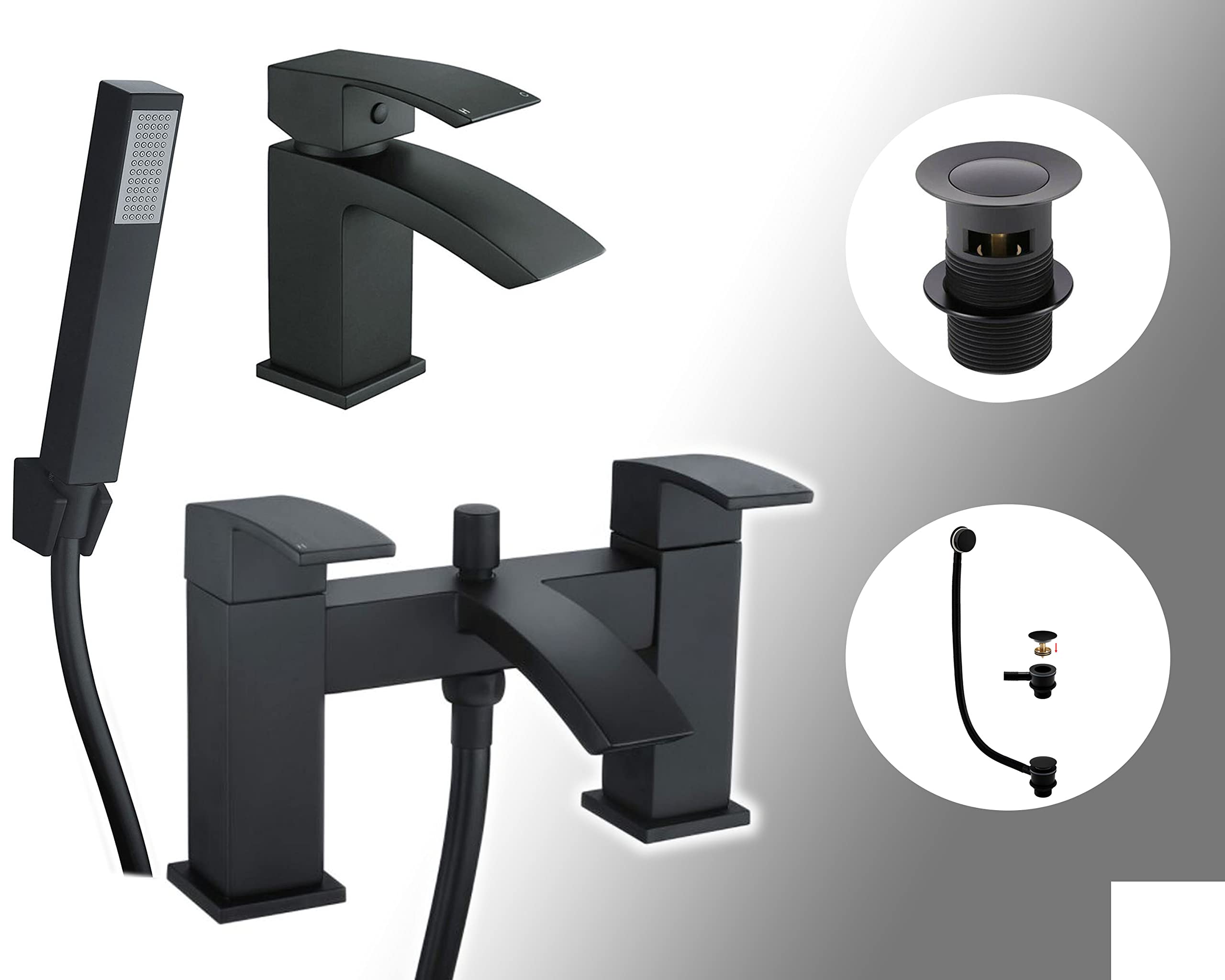 Trade In Post Bath Tap Mixer Set Bath Shower Mixer Basin Mixer Bath Clicker Waste Matt Black