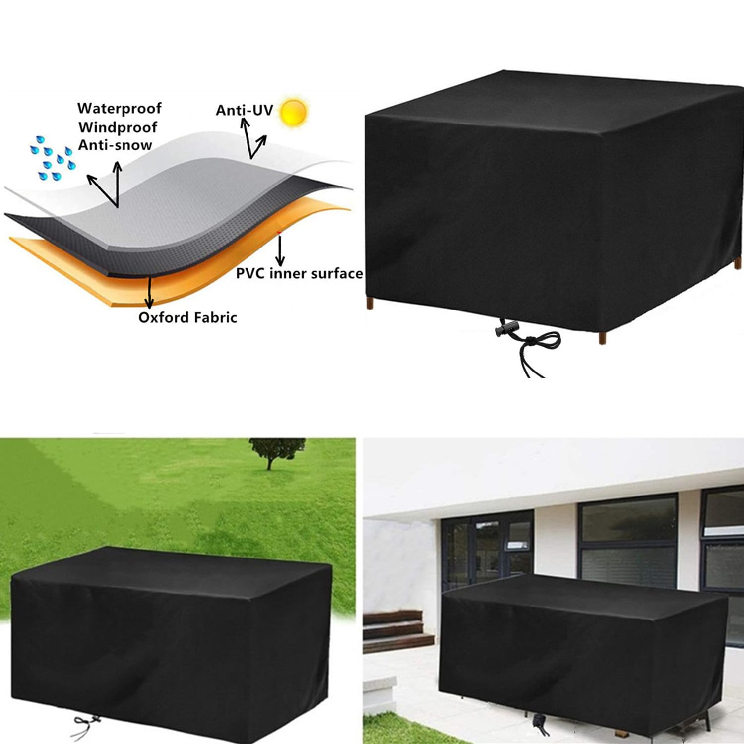 Housse De Table De Jardin-Housse Salon De Jardin Exterieur 70x75x50cm/LxWxH Rectangulaire Bâche Protection Table De Jardin Exterieur/Indéchirable Tissu 600d Oxford Housses Pour Tables De Jardin