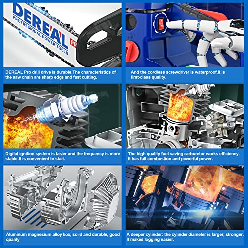 Dereal Pro Gas Chainsaws 16 Inches Guide Board Power Chain Saws #TOP3