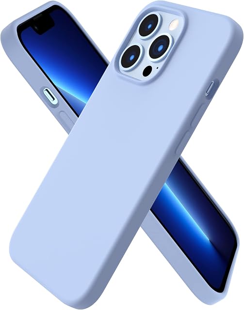 ORNARTO Compatible with iPhone 13 Pro Case 6.1, Slim Liquid Silicone 3 Layers Full Covered Soft Gel Rubber Case Cover 6.1 inch-Light Blue