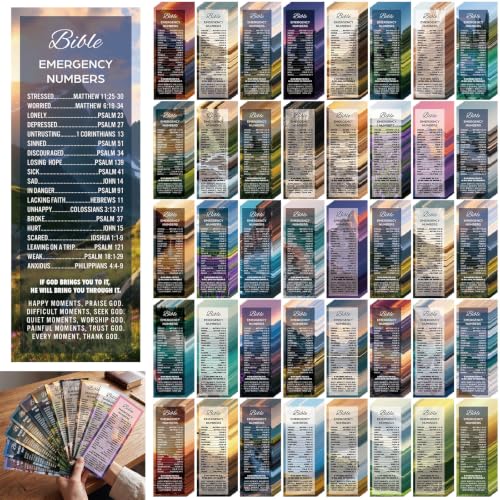 Resurhang 200 Pcs Bible Emergency Numbers Bookmark Gifts Christian Verse
