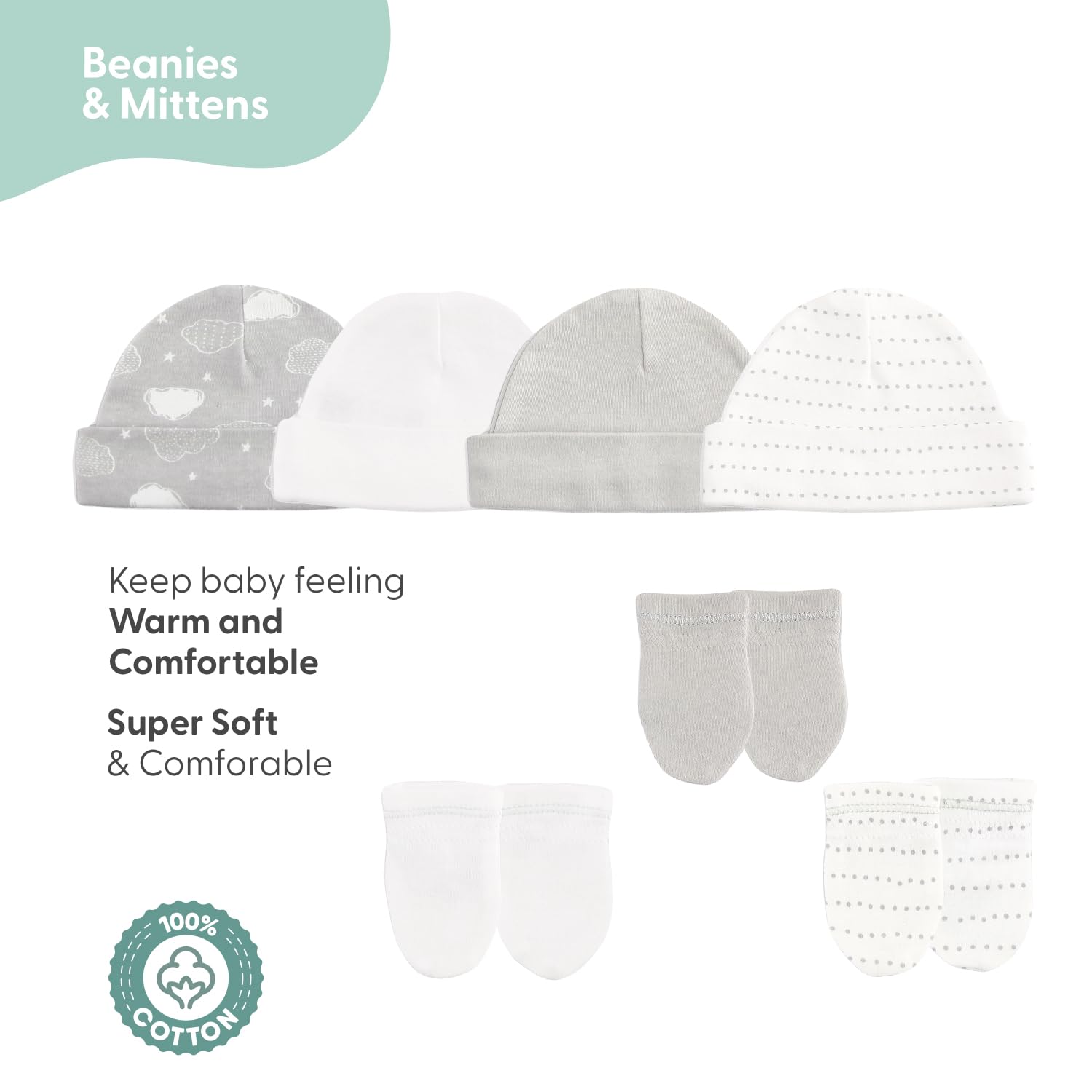 The Peanutshell Newborn Essentials - Juego de canastilla para bebés, niños o niñas, color gris, pequeño, gris, S