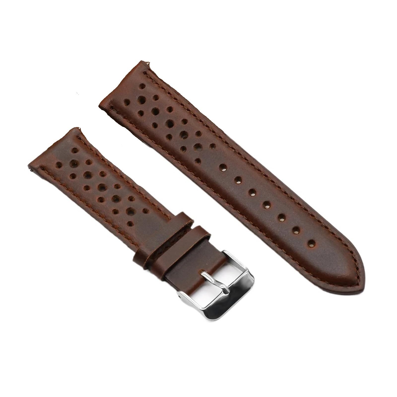 Generisch NASUNJIA Vintage Handgemachtes Uhrenarmband 18mm 19mm 20mm 22mm 24mm Racing Lederband Grau Schwarz Braun Blau Atmungsaktive Poröse Uhrenarmbänder