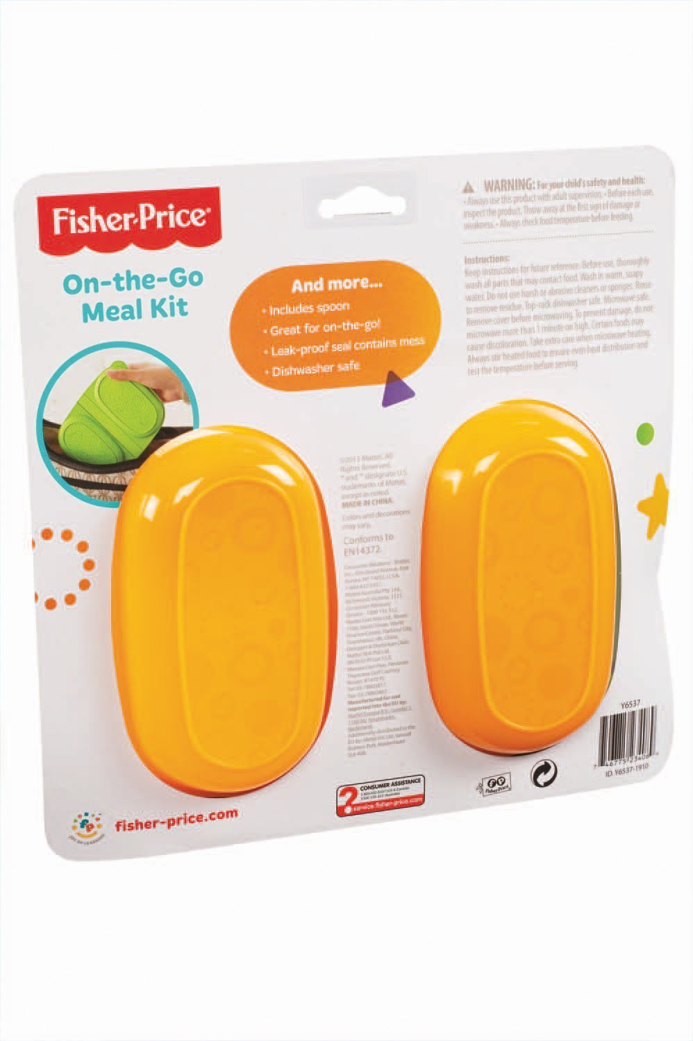 Fisher Price Kit repas de voyage pour bébé avec couvercle à fermeture à pression – Assiette de pique-nique, bol et collation