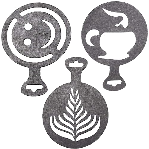 3Pcs Stainless Steel Reusable Metal Coffee Stencils for Latte Art