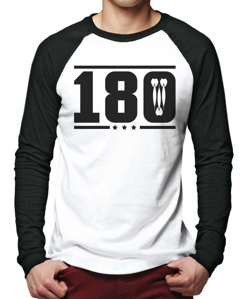 Hotscamp Men's White/Black 180 Dart Baseball Top - Medium