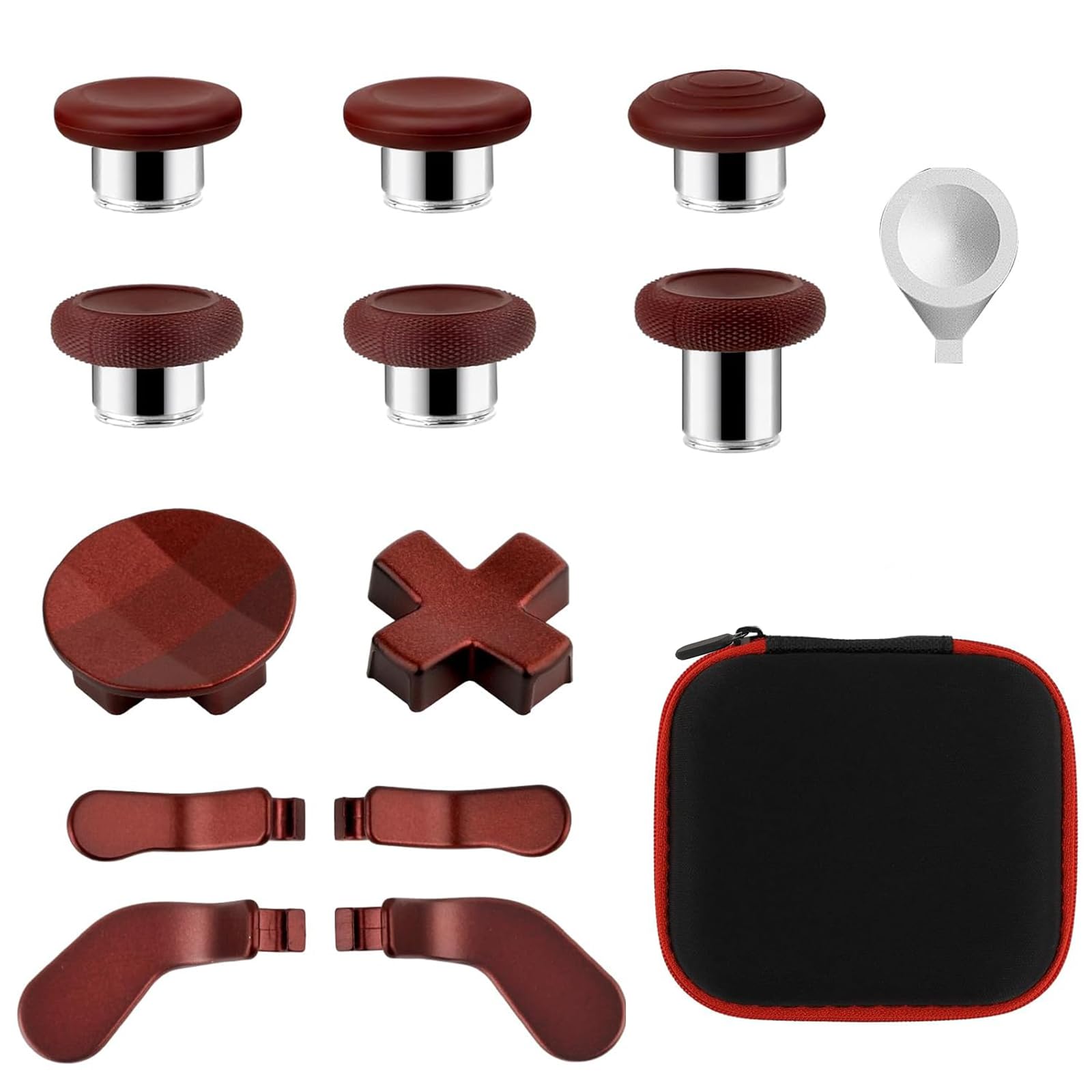 13 in 1 Component Pack Kit for Xbox Elite Series 2 Controller Metal Thumbsticks Replacement for Elite Series 2 Accessories Compatible with Xbox Elite Wireless Controller Series 2 Core (Dark red)
