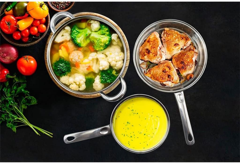 Stainless Steel Pots And Pans Set With Pan Cookware Set With Lid Frying Pan 5 Piece Kitchen Cookware Set (Color : A, Size : As the picture shows) (A As the picture shows)