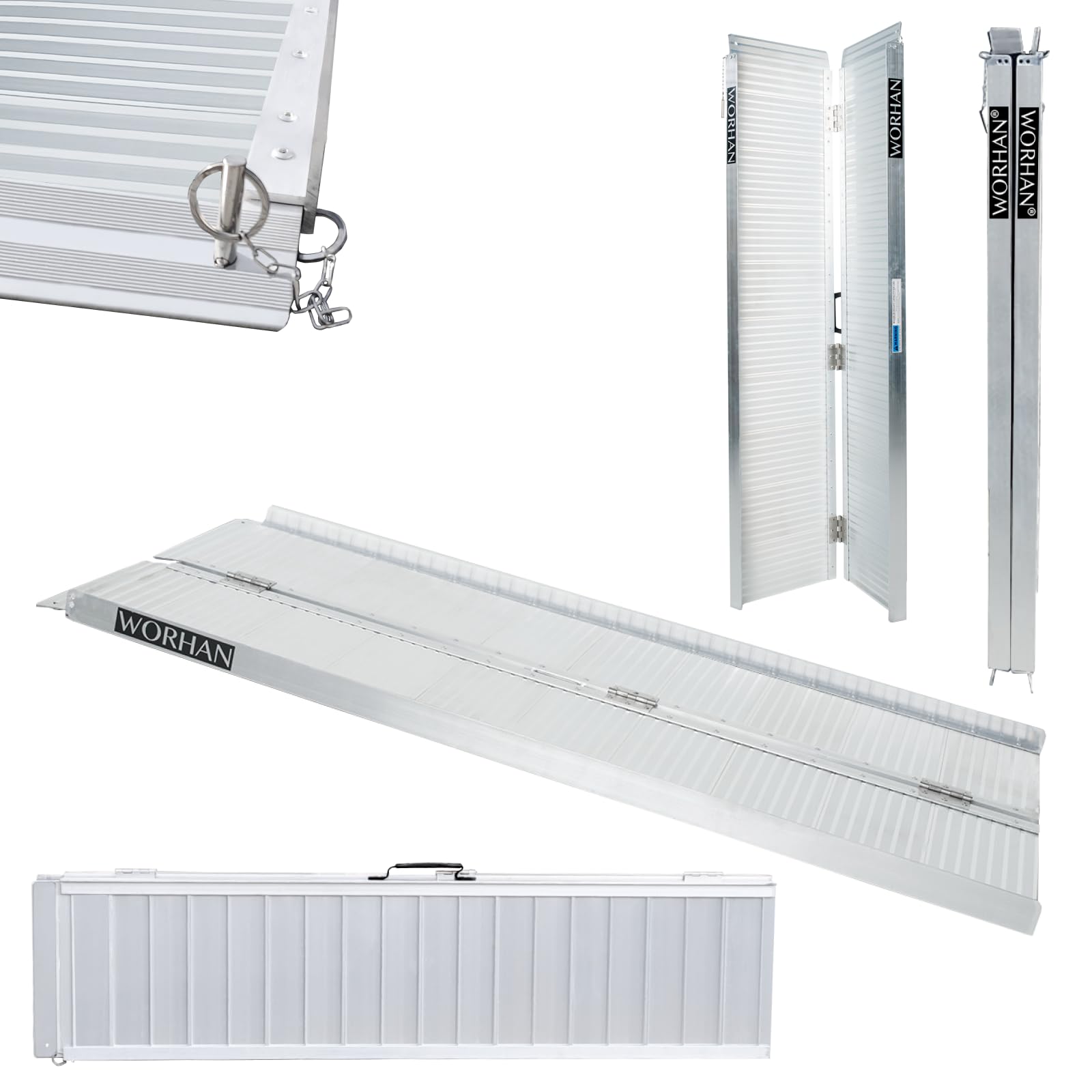 Rampa Plegable Carga Silla de Ruedas Discapacitado Movilidad Aluminio Anodizado (153cm Solo Pliegue) 1R5