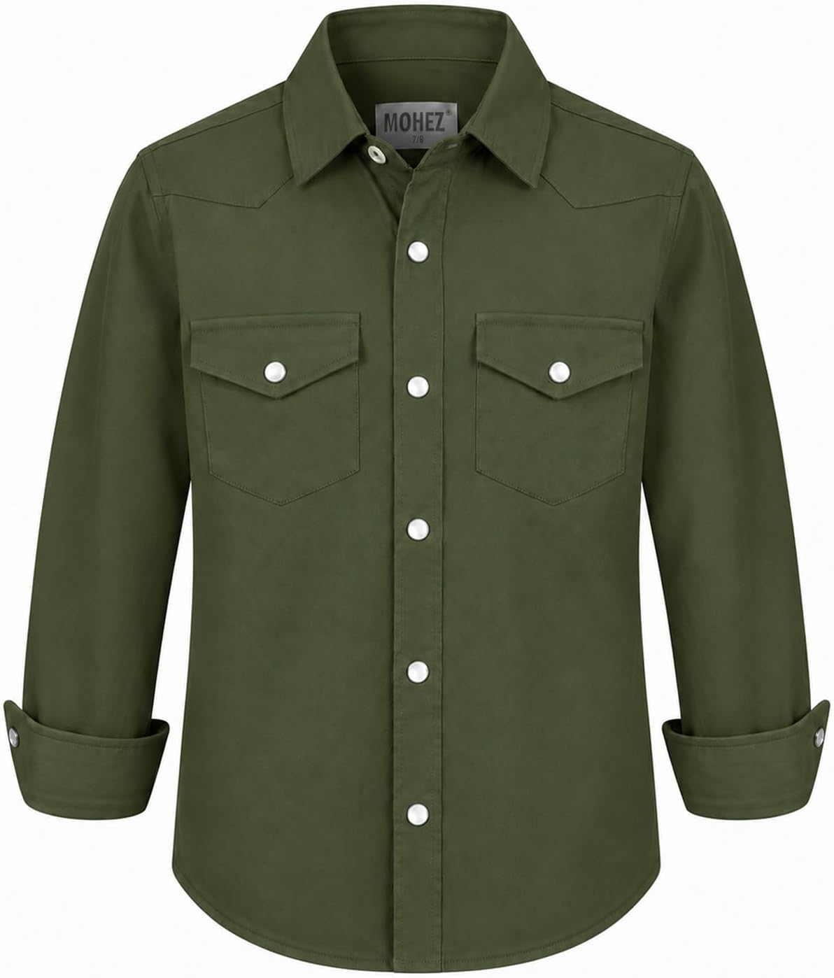 Boys Solid Western Pearl Snap with Flap Pockets Long Sleeve Shirt