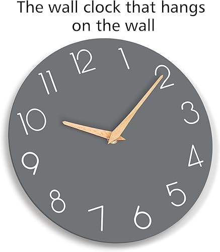 Miniatura 9 de Reloj de pared gris silencioso sin tictac, relojes de pared decorativos a pilas para dormitorio, cocina, hogar, oficina, escuela, hotel (8 pulgadas)