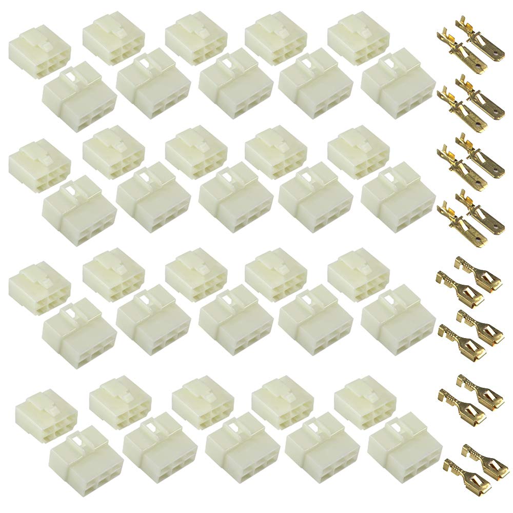 6.3mm 2 3 4 6 Pin Way Electrical Automotive Wire Connector Kits 3.6mm Male Female Socket Plug Terminal for Motorcycle (6 Pin Way 20 Set)