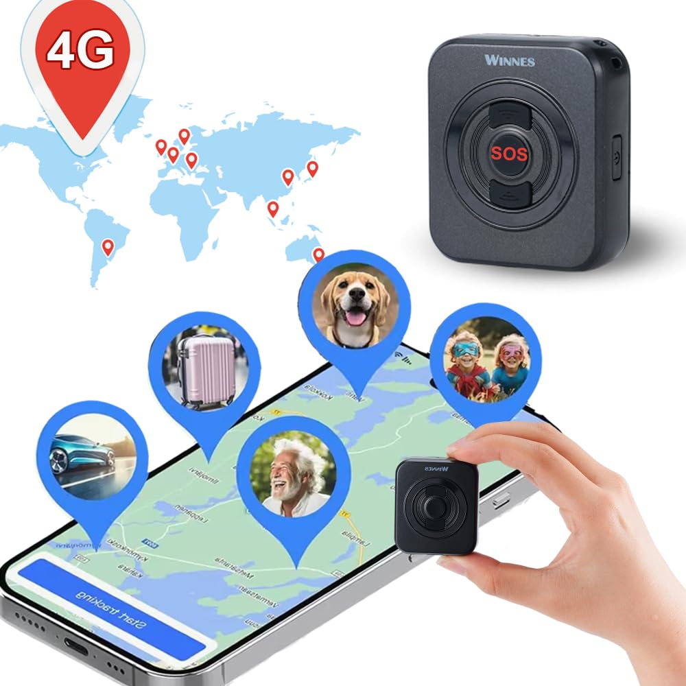 4G Micro Localizzatore GPS per Bambini Anziani Auto, GPS Tracker con Scheda SIM, Portatile Localizzatore con SOS Pulsanti e Clip,Tracking in Tempo Reale per Auto Moto