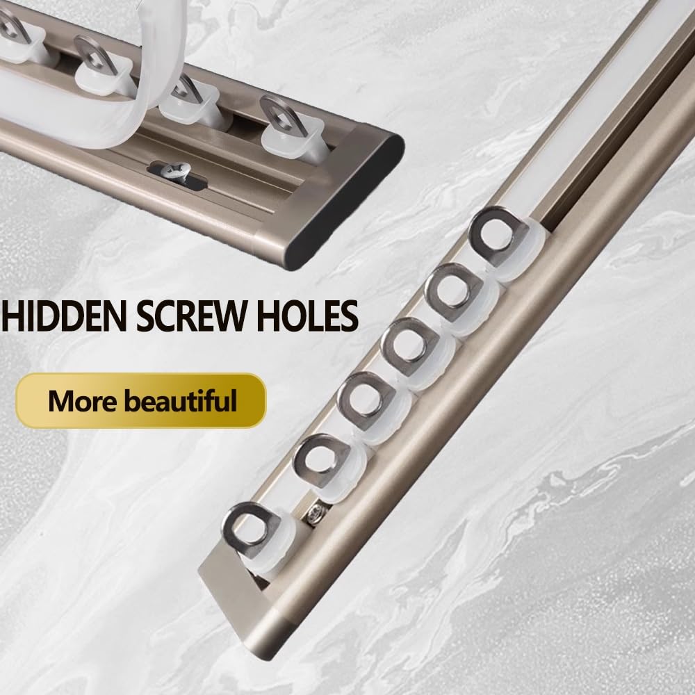 Ultra cienki aluminiowy karnisz sufitowy, zestaw szyn do zasłon – 400 cm cichy poślizg do salonu, sypialni, hotelu, stylowe szampańskie wykończenie, idealne do nowoczesnego wystroju