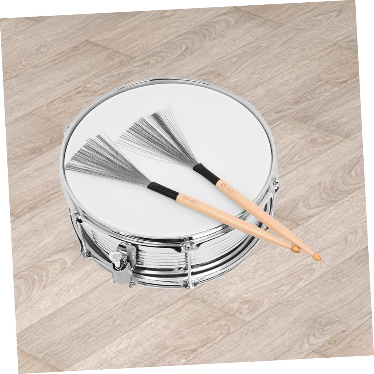 Levemolo 1pair Double Drum Brushes Maple Handles Carbon Steel Wire Percussion Accessories for Jazz and Drum Kit Performance