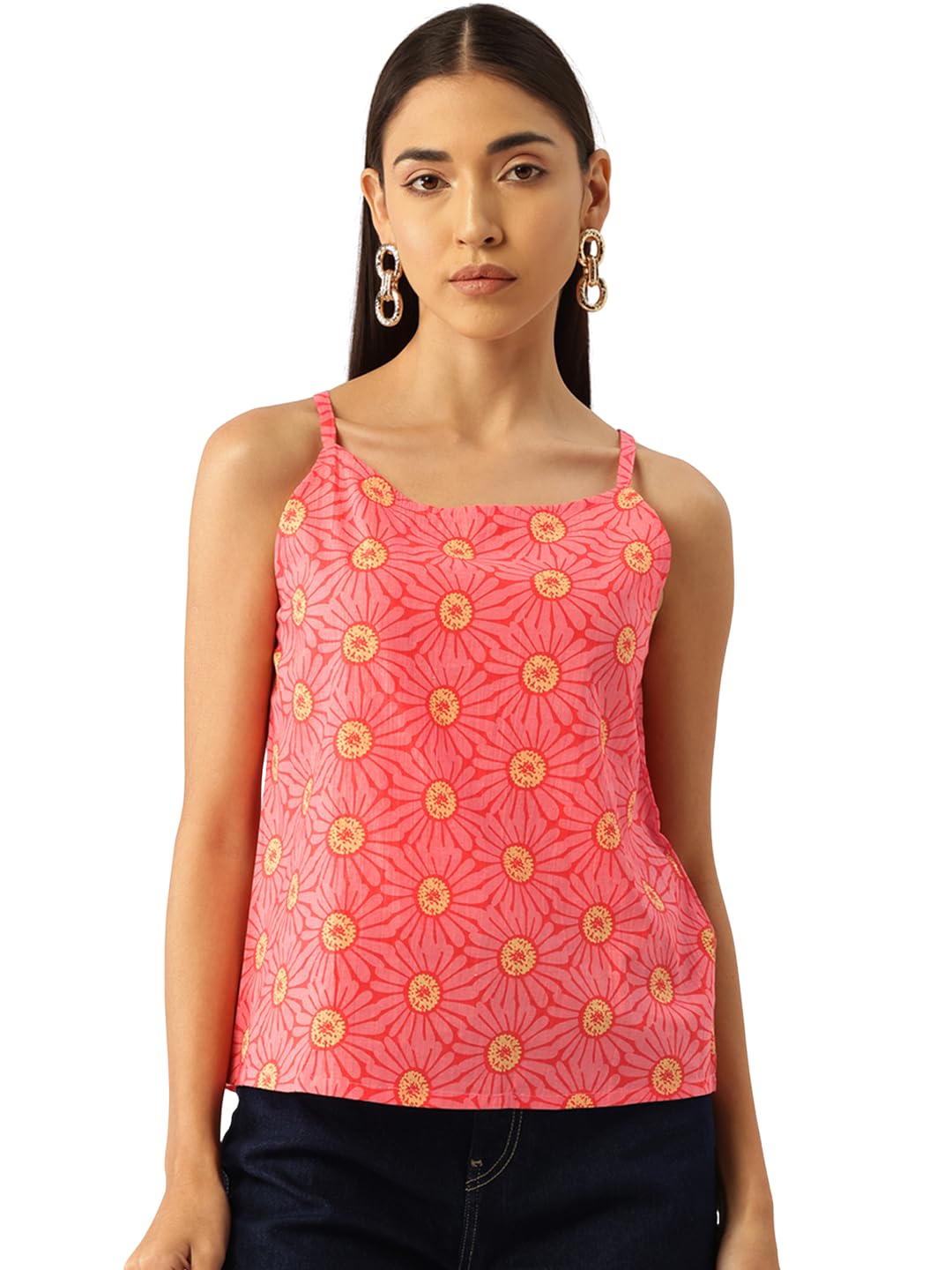 feranoid Relaxed fit Strappy Sleeveless top Digitally Printed on Linen Fabric.-picture-47