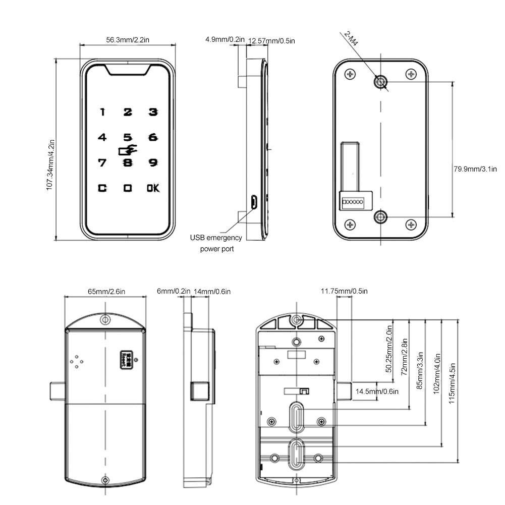 Serrure électronique à code numérique intelligent avec clavier tactile pour armoires et classeurs - Dispositif de sécurité haute sensibilité avec fonction de déverrouillage d'urgence USB