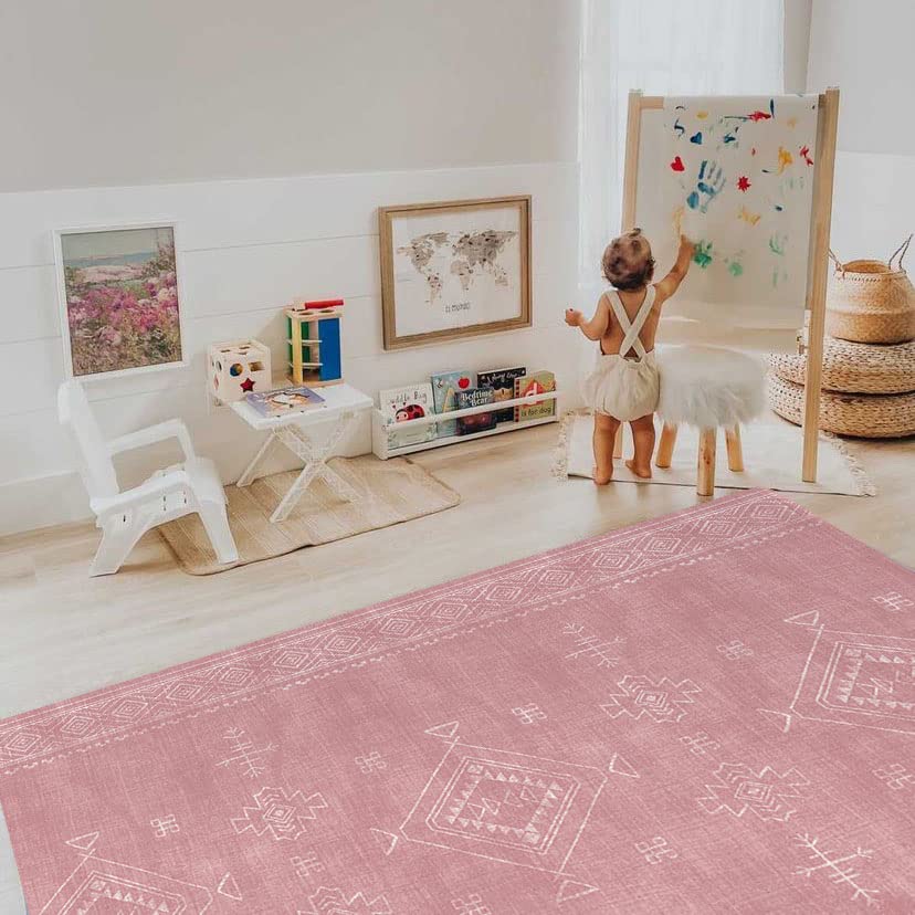 the shwally playmat - soft baby play mat - reversible foam floor mat - waterproof, wipe-clean, durable, non-toxic and hypoallergenic - large (6.5' x 4.5') (blush)