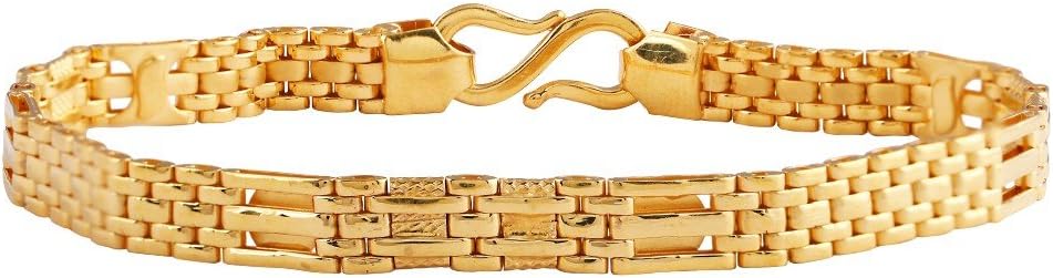 JEWELS FORUM Flat Link Watch Band Bracelet in 22K / 18K Yellow Gold 8" Inch Long