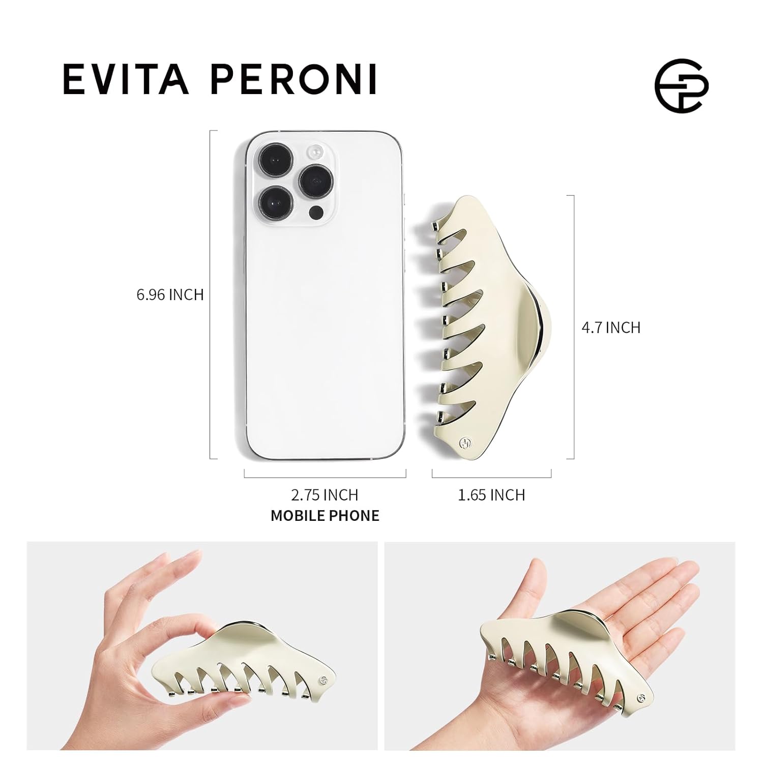 EVITA PERONI Hair Clips for Women Durable Acetate Claw Clips 4.7 Inch Strong Hold Jaw Clips with Gift Box for Birthday New Year Valentine's Day, Mint Blue - Image 4