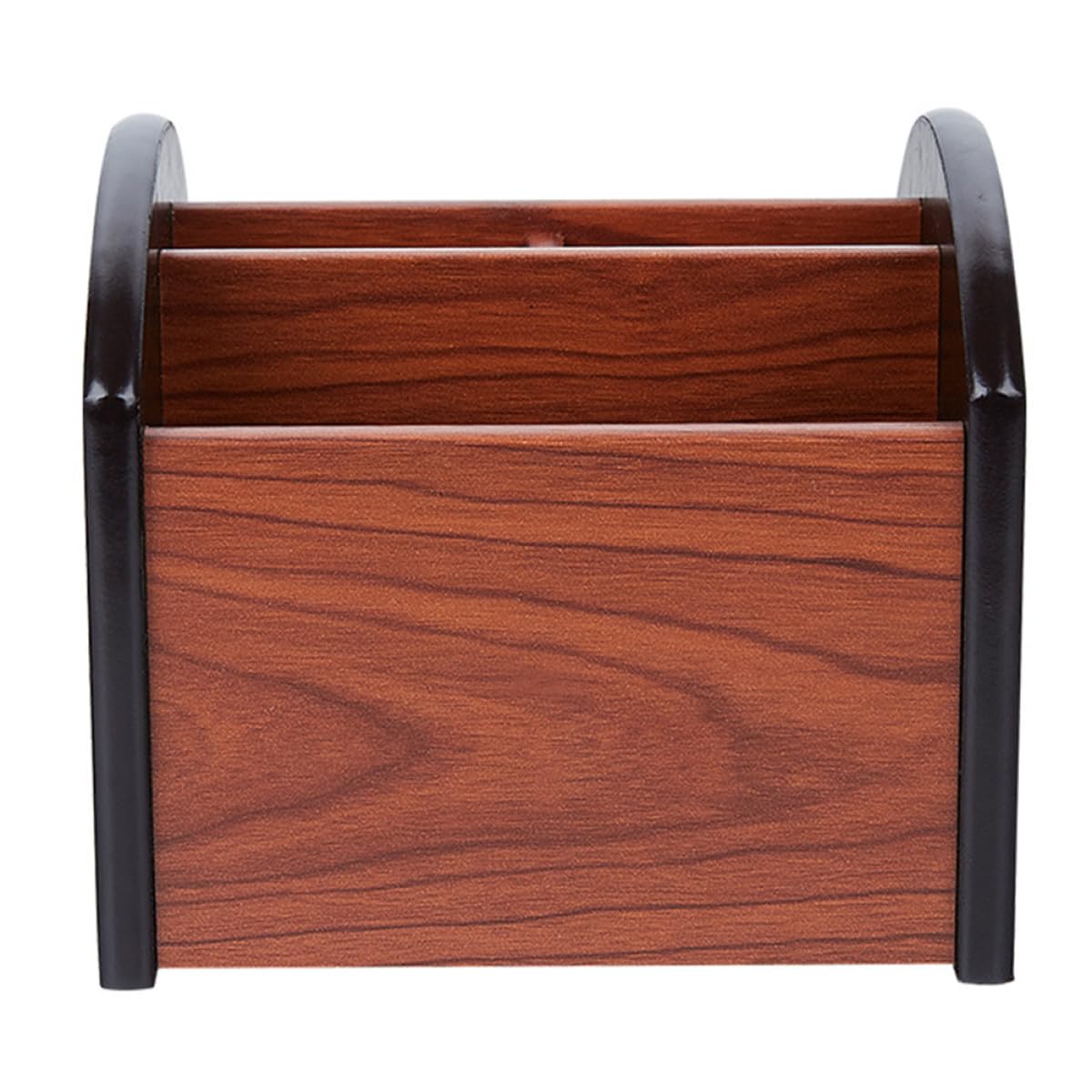 Organizador de Artículos Varios Madera Pequeño, Caja para Bolígrafos de Mesa Compartimentos, Contenedor Multifunción para Escritorio Oficina y Accesorios de Papelería