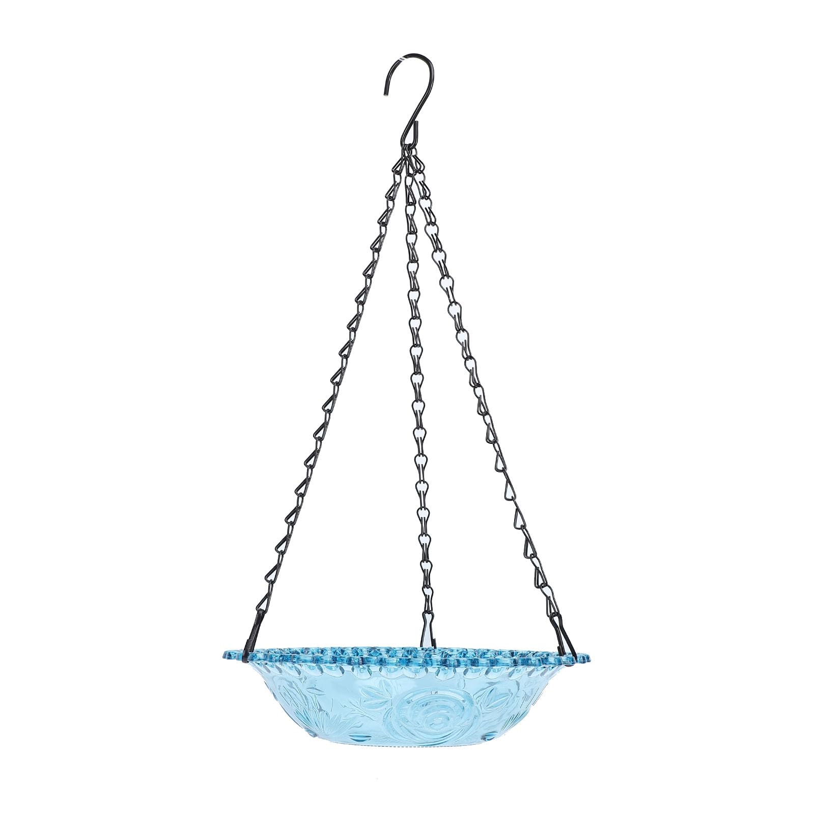 Funga da bagno per uccelli appesi a energia solare con flusso d'acqua regolabile per giardini e patio in materiale plastico premium