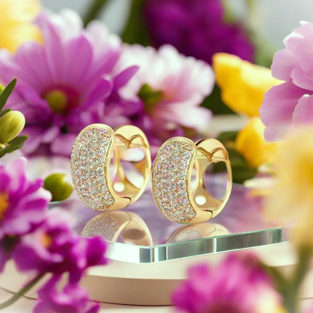 18K Gold Plated Hoop Earrings for Women, CZ Cubic Zirconia Round Hoop Earrings 19MM - Image 9