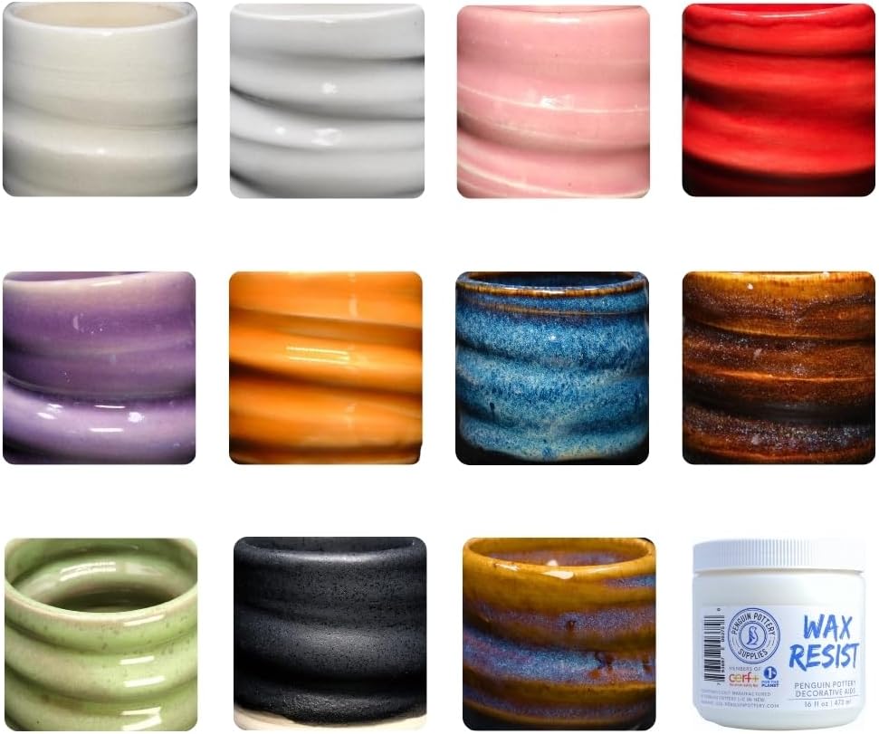 Penguin Pottery - School and Studio Pack - Mid Fire Series - Cones 5 & 6 - Includes 11 Colors plus Wax Resist - Savings for Elementary School, Middle School, High School, College, University, Studios.