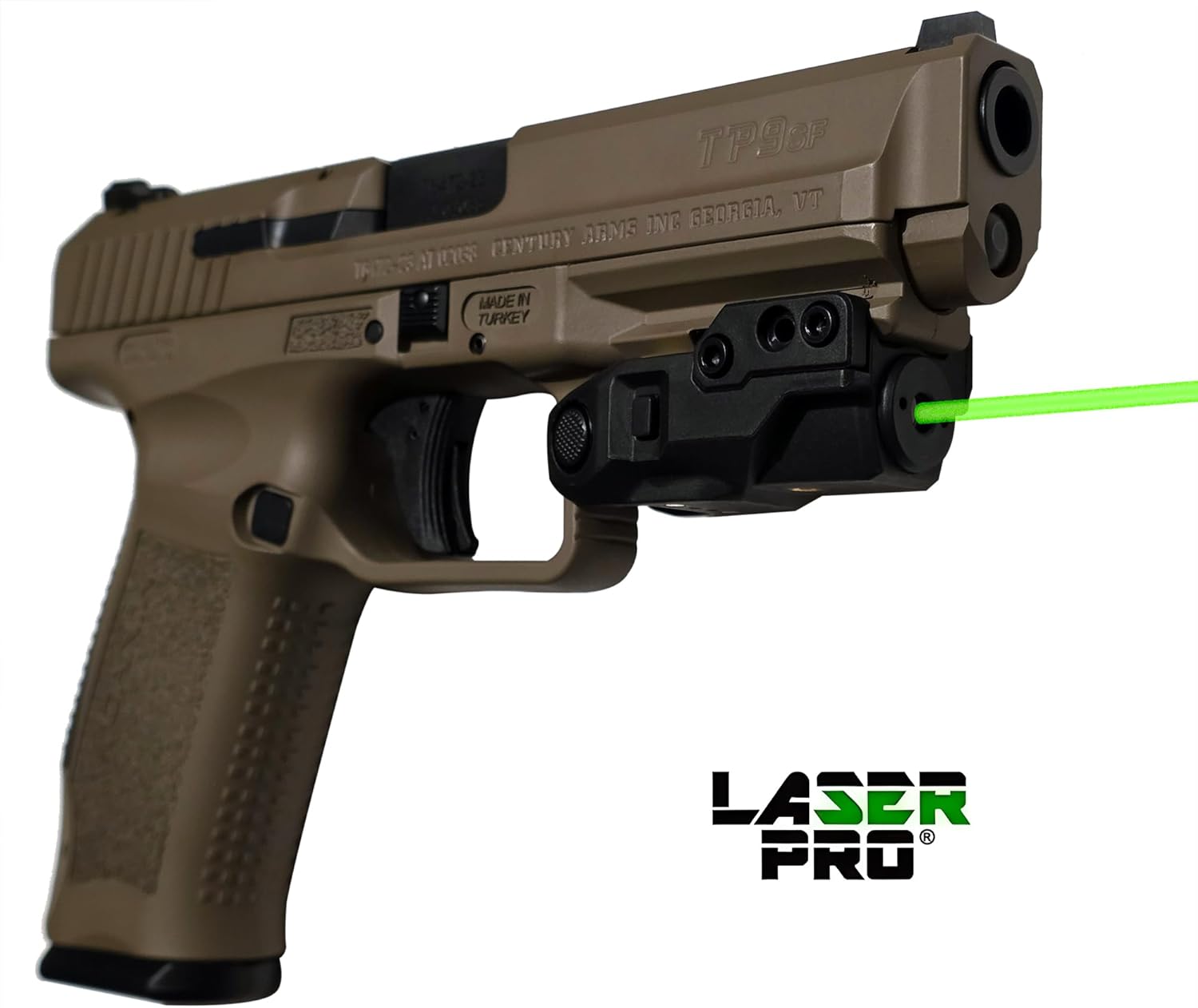 LASERPRO® Green Laser Sight fits Glock 17 18 19 20 21 22 23 24 25 29 30 31 32 34 35 36 37 38 40 41 44 45 S&W Equalizer Shield EZ SD9VE Beretta APX Taurus TX22 G3 CZ Kel-Tec PMR-30 H&K Canik Ruger