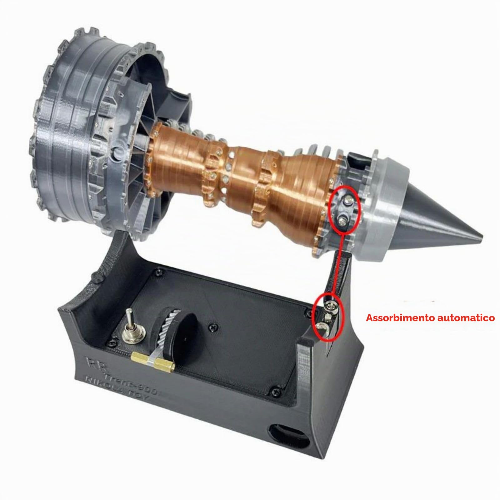 EvikOo Trent 900 Kit motore turbofan, 3D modello fisico esperimento giocattoli regali modello di esposizione giocattolo educativo scientifico, luce LED + batteria al litio (25 cm / 10 in)