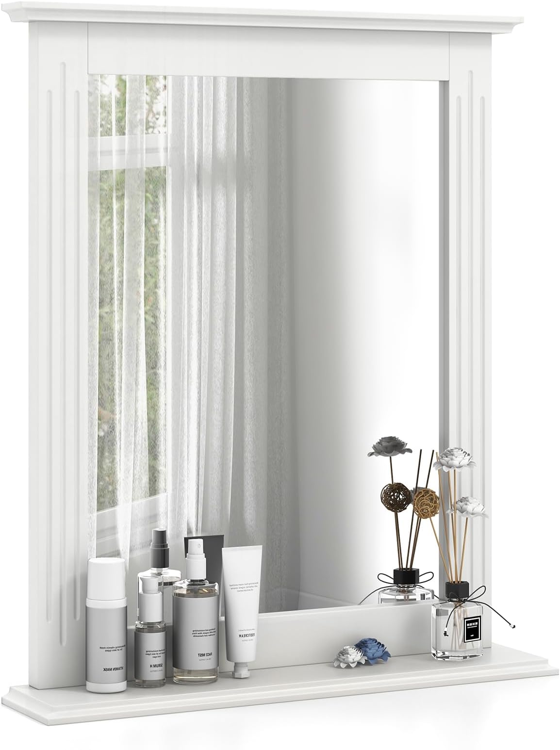 Amazon.com: Fangflower Wall Mirror with Shelf for Bathroom, Square ...