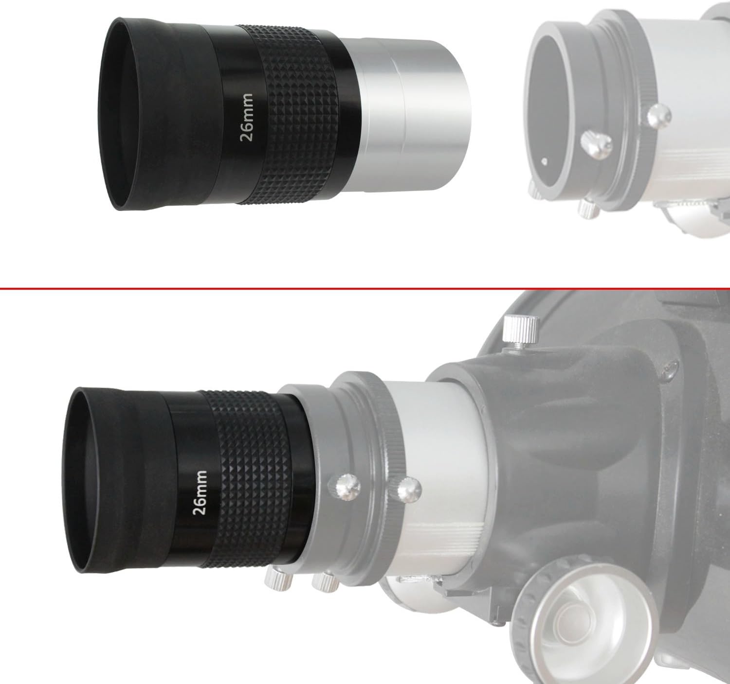 Astromania 2" Upgraded 4-Elements 2.5X Barlow Lens - Bundle with - 2" Kellner FMC 55-Degree Eyepiece - 26mm