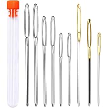 Pack of 9 Darning Needles with 6 Pieces Needle Steel Sewing Needles with Extra Large Eye 5.3 cm, 6 cm, 7 cm and 3 Pieces Sewing Needles, with Storage Tube