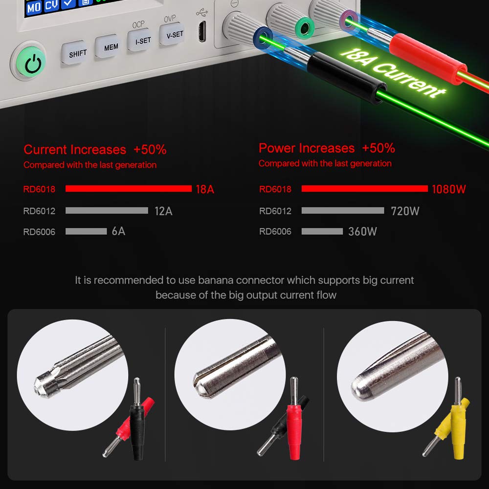 Alimentatori da laboratorio VISLONE RD6018 18A modulo di alimentazione cc a tensione costante e corrente costante Tastiera PC software voltmetro di controllo (WIFI version)(versione USB)