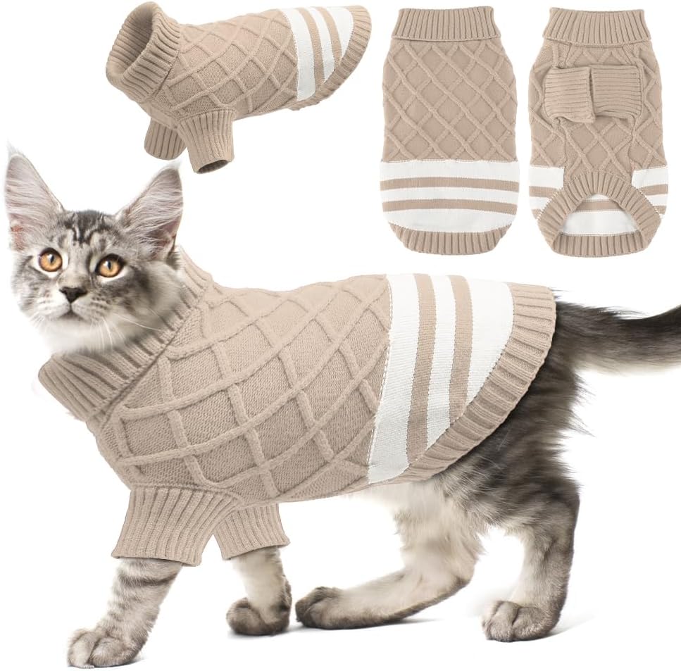 EMUST Cat Sweater, Warm Turtleneck Knitted Sweaters for