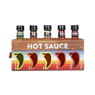 Thoughtfully Gifts, Hot Sauces To Go, Home Edition, Set of 5 Unique Flavors, 1.6 Fluid Ounces Each
