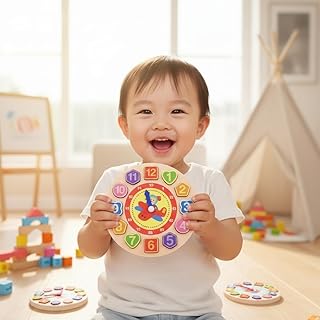 لعبة تعليمية خشبية على مدار الساعة من مونتيسوري، احجية التعلم المبكر، منشار فارز متراص، 4-7 سنوات، متعددة الالوان زين