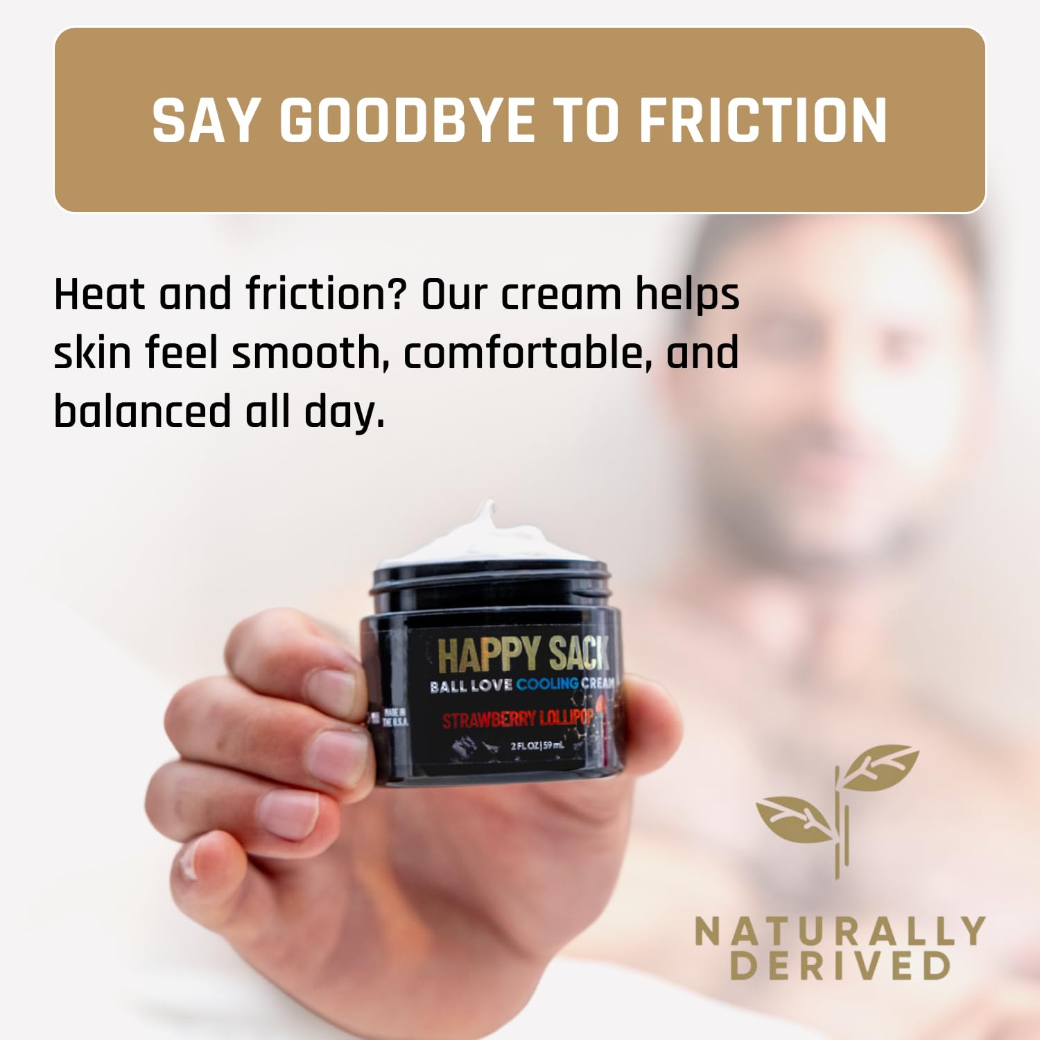 Derm Dude Happy Sack Ball Deodorant & Comfort Cream for Men | Anti-Chafing Sweat Defense, Odor Control, Aluminum-Free Deodorant & Hygiene Products for Men's Private Parts | MVP Scent, 2oz