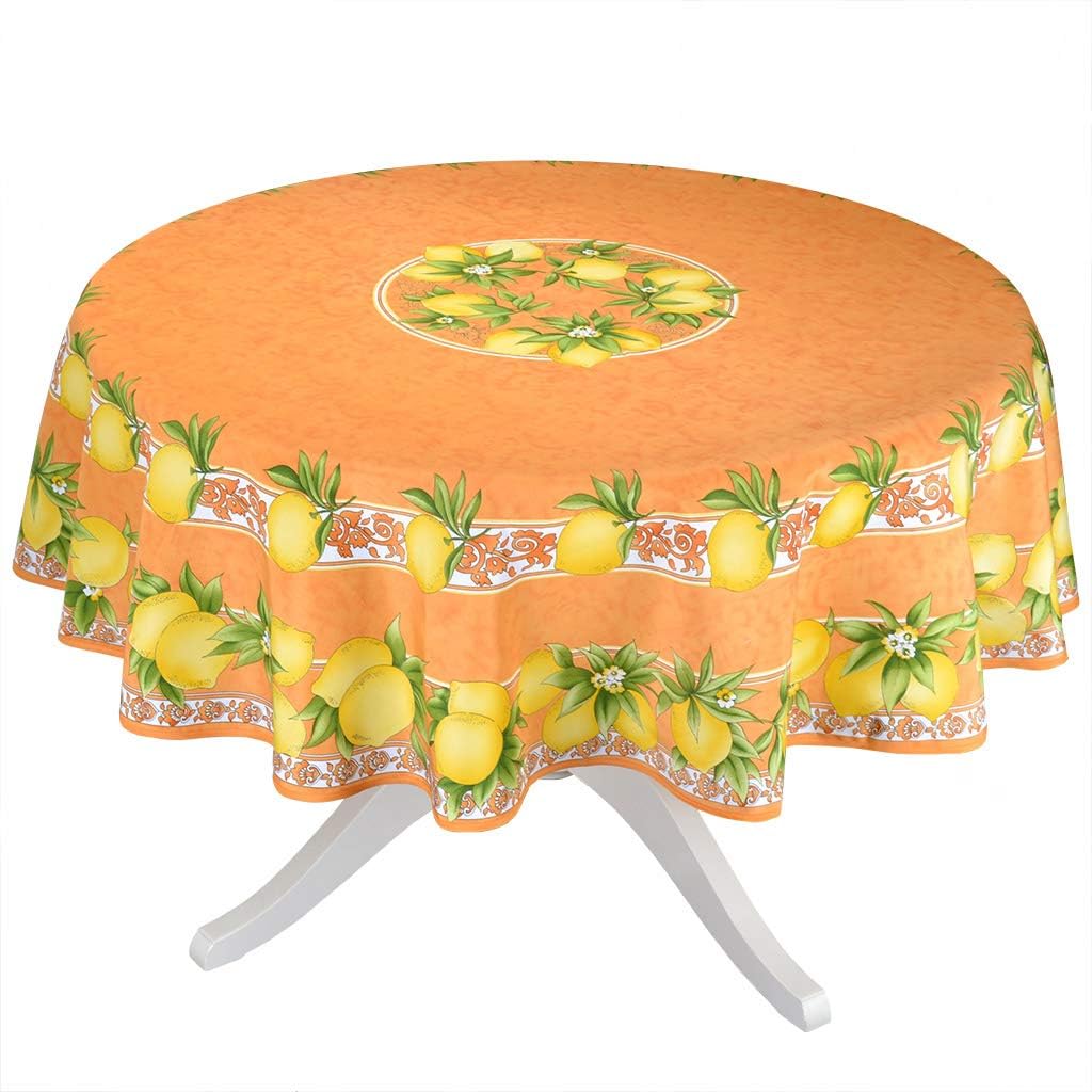 Citrus Orange French Provencal Tablecloth - 70" Round